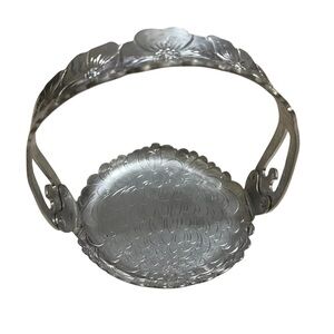 Vintage Continental Silvercoins Wild Rose Brilliantone Coaster Holder Dish #1001